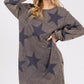 SAGE + FIG Washed Star Print Round Neck Dress - DAVERRI FASHIONS