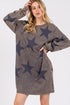 SAGE + FIG Washed Star Print Round Neck Dress - DAVERRI FASHIONS
