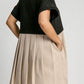 Umgee Full Size Round Neck Pleated Dress with Side Pockets Mini Dresses