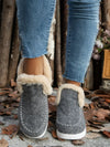 Furry Suede Round Toe Flat Boots - DAVERRI FASHIONS