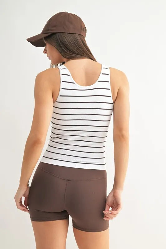 MONO B Striped Seamless Ribbed Tank