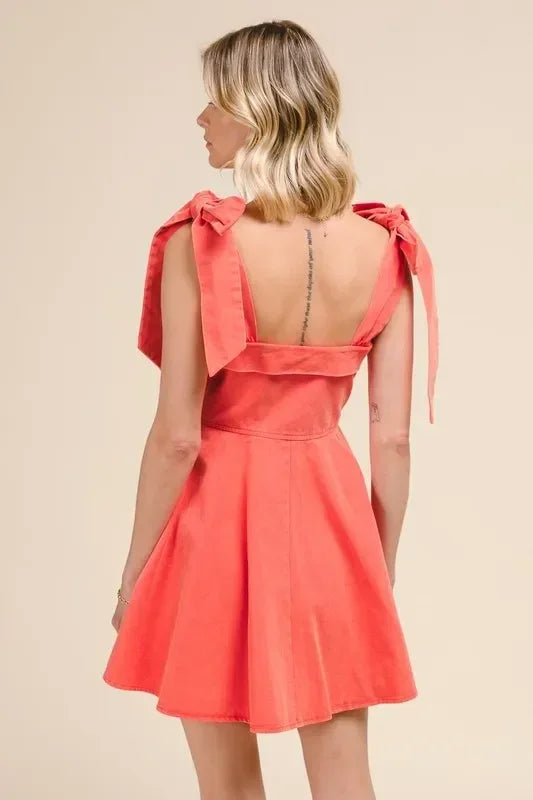 SO ME Fit and Flare Washed Gameday Dress - DAVERRI FASHIONS