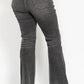 Judy Blue Full Size Mid Rise Tummy Control Washed Gray Release Hem Flare Jeans Plus Size - DAVERRI FASHIONS