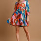 Umgee Abstract V-Neck Tiered Printed Dress - DAVERRI FASHIONS