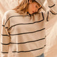 SO ME Stripe Crew Neck Basic Essential Sweater - DAVERRI FASHIONS