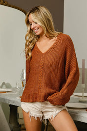 BiBi V-Neck Cable Knit Sweater | Sweaters Daverri Fashions