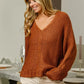 BiBi V-Neck Cable Knit Sweater - DAVERRI FASHIONS