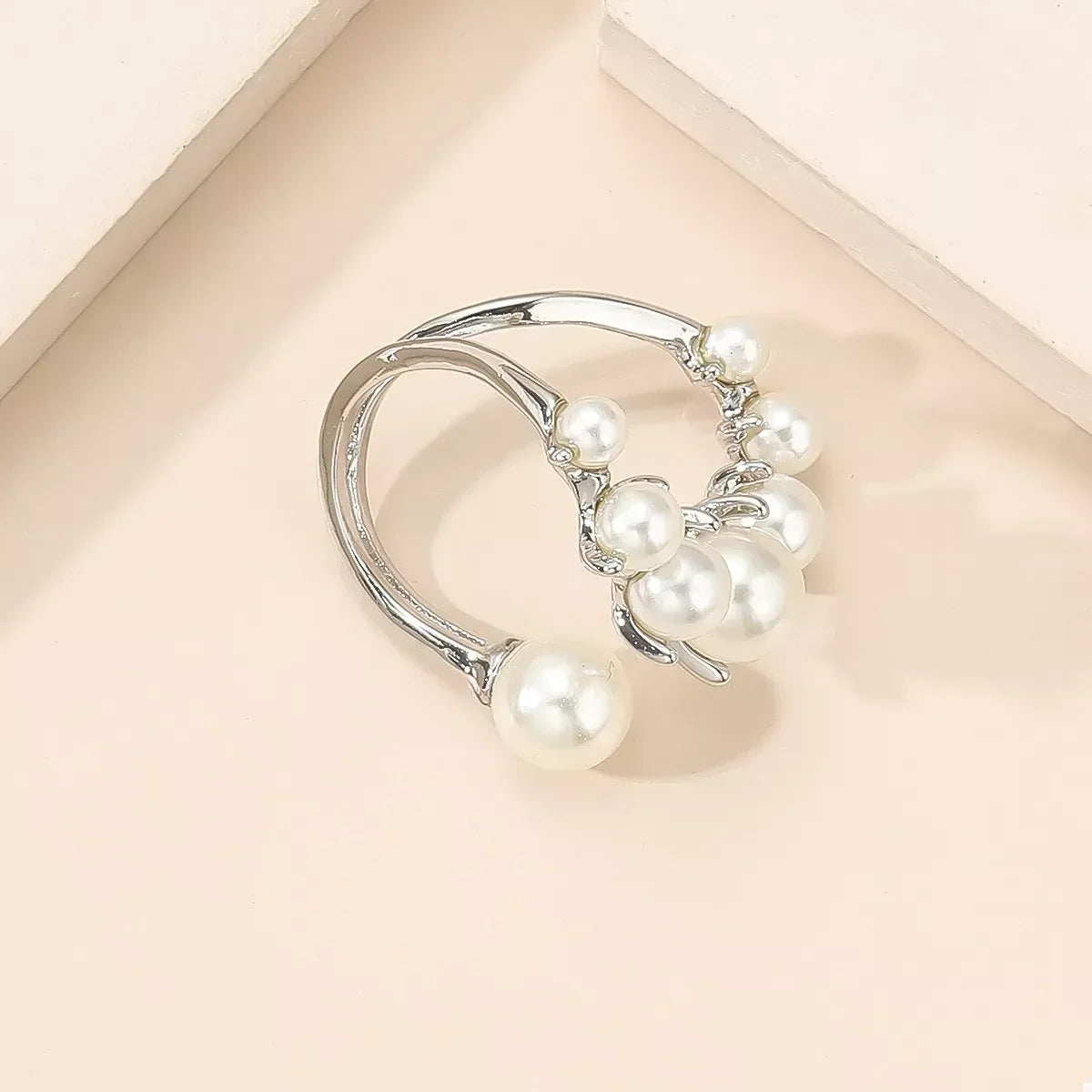 Alloy Pearl Open Ring - DAVERRI FASHIONS
