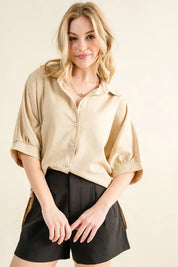 And The Why Oversized Linen Button Down Shirts Top | Tops Daverri Fashions