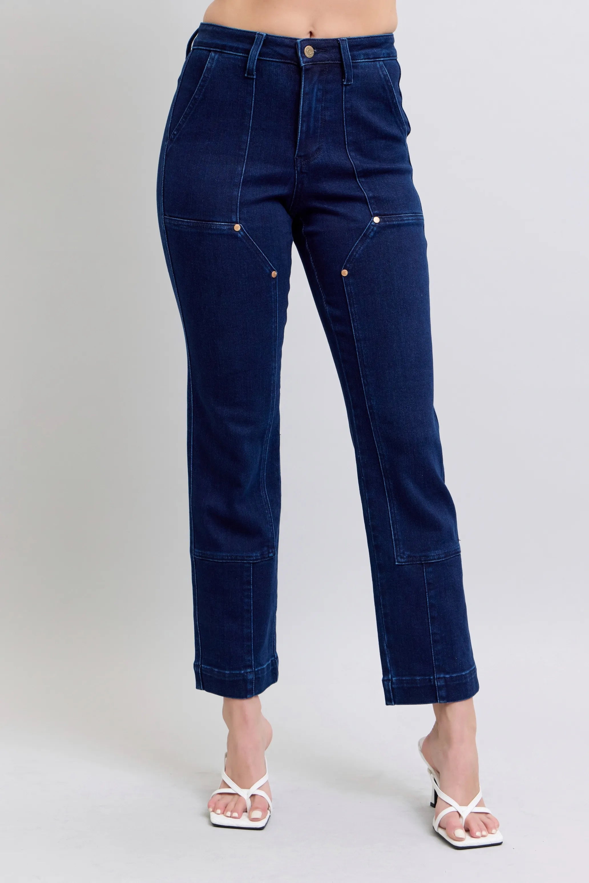 Judy Blue Full Size Hw Work Wear Knee Patch Straight Jeans Plus Size Jeans