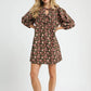 Umgee Floral Tie-Neck Babydoll Dress