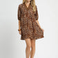 Umgee Full Size Leopard Print Mini Dress with Contrast Trim Plus Size Dresses