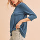 Aemi + Co Twist Front Round Neck 3/4 Sleeve T-Shirt - DAVERRI FASHIONS