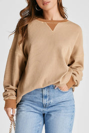 Waffle-Knit Long Sleeve Sweatshirt | Sweatshirts Daverri Fashions