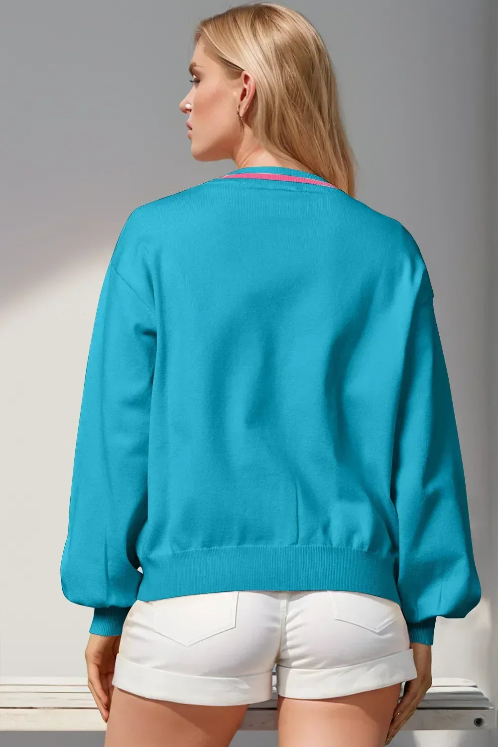 Double Take Full Size Nutcracker Sequin Bow Decor Cardigan - DAVERRI FASHIONS