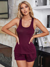 Daverri scoop neck tank with front pocket and matching shorts set