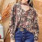 And The Why Choker Neck Dolman Sleeve Snake Print Top - DAVERRI FASHIONS