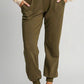 Umgee Full Size High Rise Elastic Waist Knit Joggers with Pockets Olive Joggers
