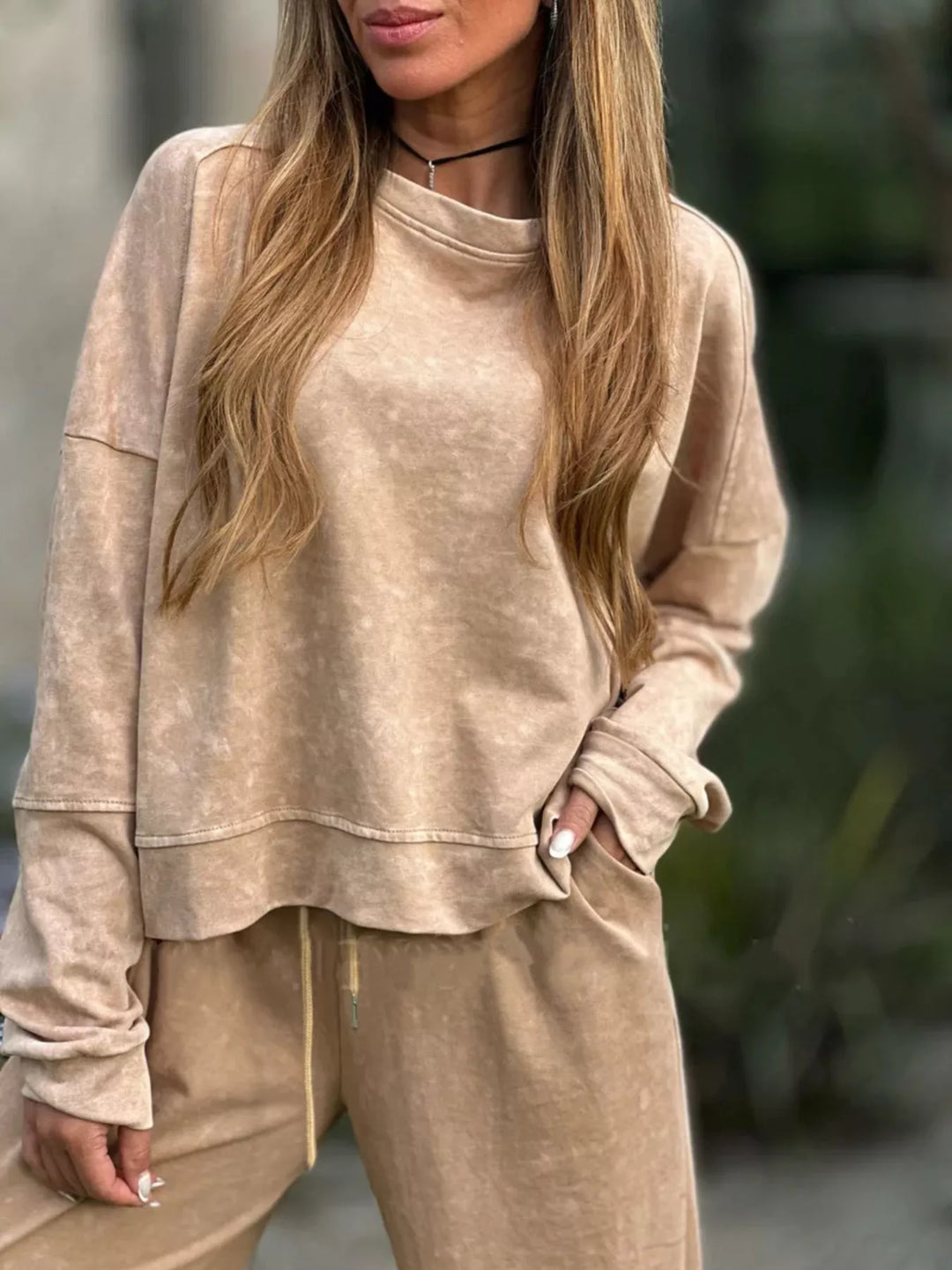 Full Size Round Neck Long Sleeve Top and Pants Set Plus Size | Loungewear Sets Daverri Fashions