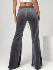 Daverri Fashions Velvet Flare Leg Pants - DAVERRI FASHIONS