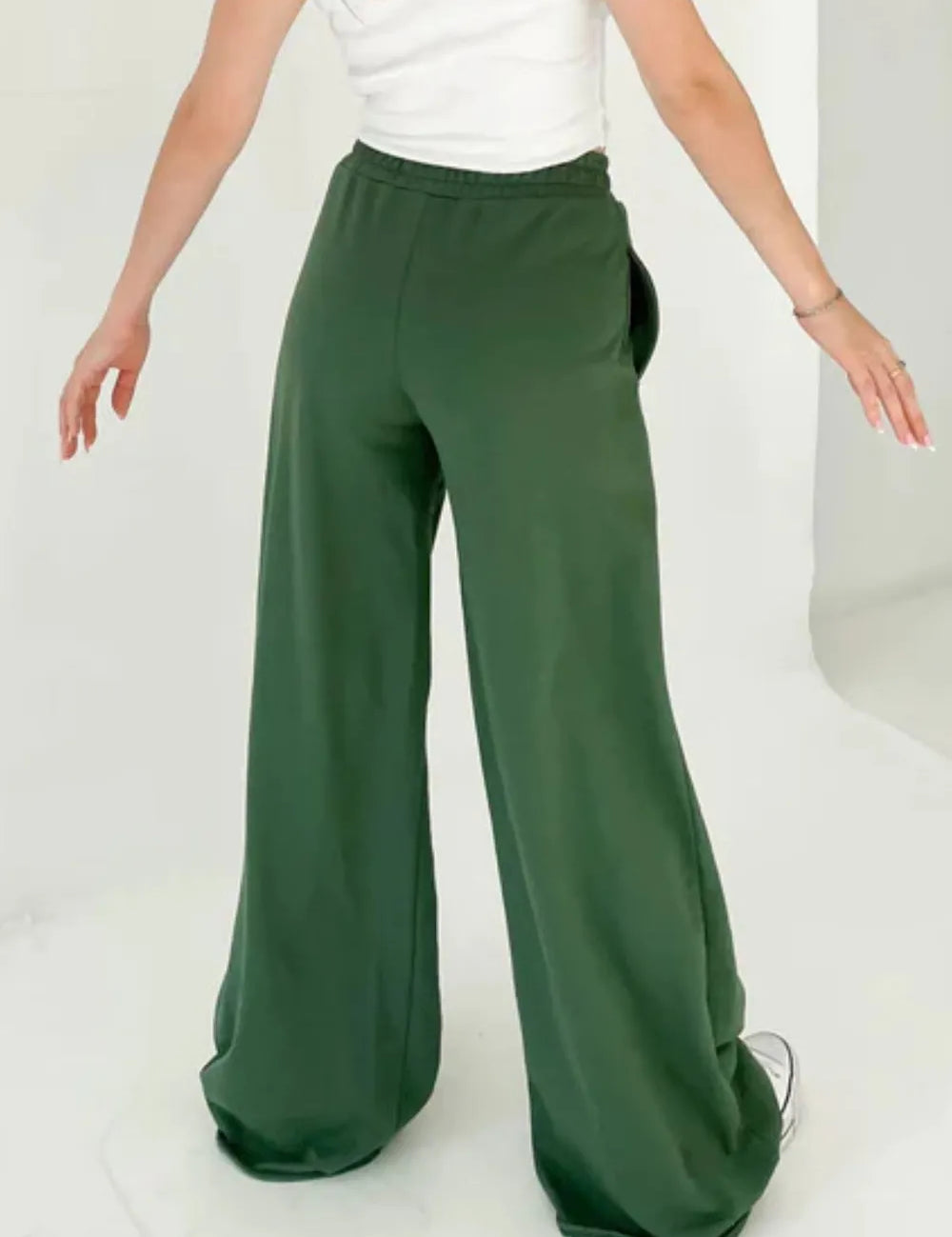 Elastic Waist Wide Leg Pants | Pants Daverri Fashions