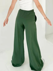 Elastic Waist Wide Leg Pants | Pants Daverri Fashions