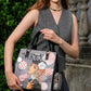 Nicole Lee USA eco-leather handbag with colorful womans portrait design