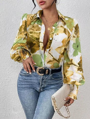 Daverri Fashions Floral Print Long Sleeve Shirt - DAVERRI FASHIONS