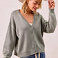 BiBi Washed Sweater V Neck Cardigan - DAVERRI FASHIONS