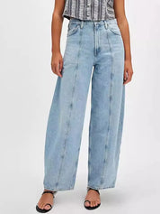 Light Blue Wide Leg Jeans with Pockets | Jeans Daverri Fashions