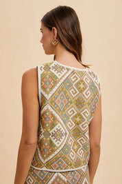 Annie Wear Ethnic Woven Jacquard Tie Front Vest | Vests Daverri Fashions