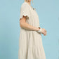Umgee linen tiered babydoll dress in oatmeal with ruffle sleeves