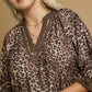 Umgee Full Size Leopard Print Mini Dress with Contrast Trim Plus Size Mini Dresses