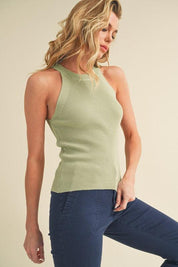 Aemi + Co Grecian Neck Ribbed Tank | Tank Tops Daverri Fashions