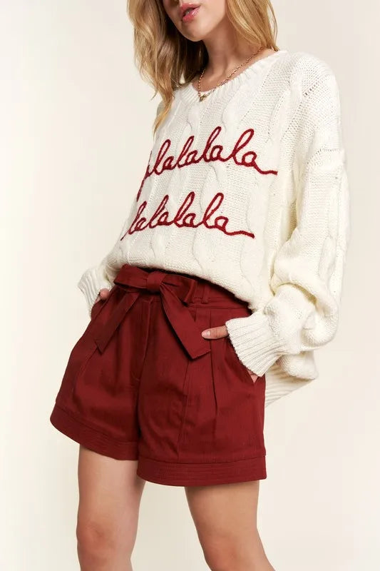 And The Why Ribbon Belt Basic Shorts Shorts