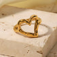 18K Gold Plated Heart-Shaped Ring - DAVERRI FASHIONS