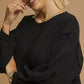 Umgee Full Size Linen Long Sleeve Top with Drawstring Plus Size - DAVERRI FASHIONS