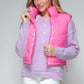 Vibrant pink Snobbish zip-up turtleneck shiny quilted puffer vest