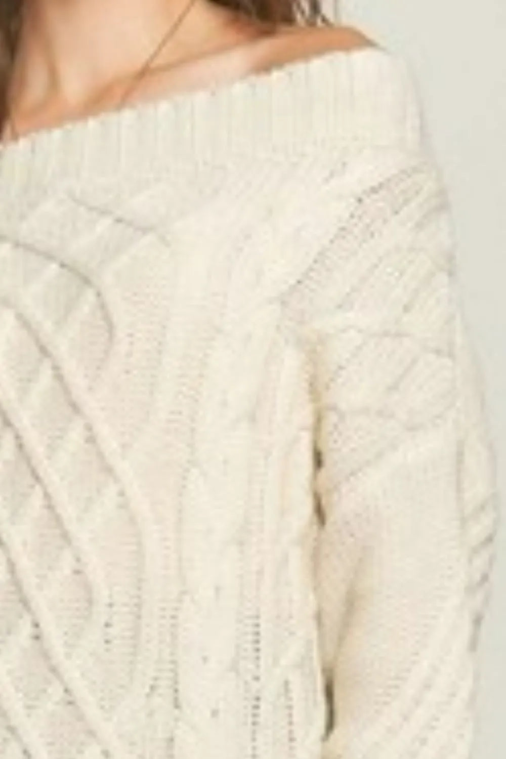 ADORA Cable Knit Off Shoulder Sweater Sweaters