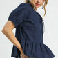 Umgee Tie Front Puff Sleeve Blouse - DAVERRI FASHIONS