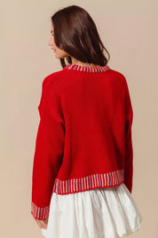 SO ME Merry Lettering Embroidered Christmas Sweater | Sweaters Daverri Fashions