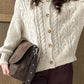 Cable Knit Button-Down Cardigan - DAVERRI FASHIONS