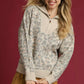 Umgee Leopard Print Quarter-Zip Knit Sweater - DAVERRI FASHIONS