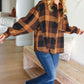 Rock'n Plaid Camel & Charcoal Button Down Oversized Shirt - DAVERRI FASHIONS