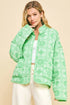 Davi & Dani Vintage Print Open Front Jacket with Pockets Neon Green
