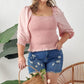 GeeGee Full Size Ruffled Smocked Frill Square Neck Top Plus Size Tops