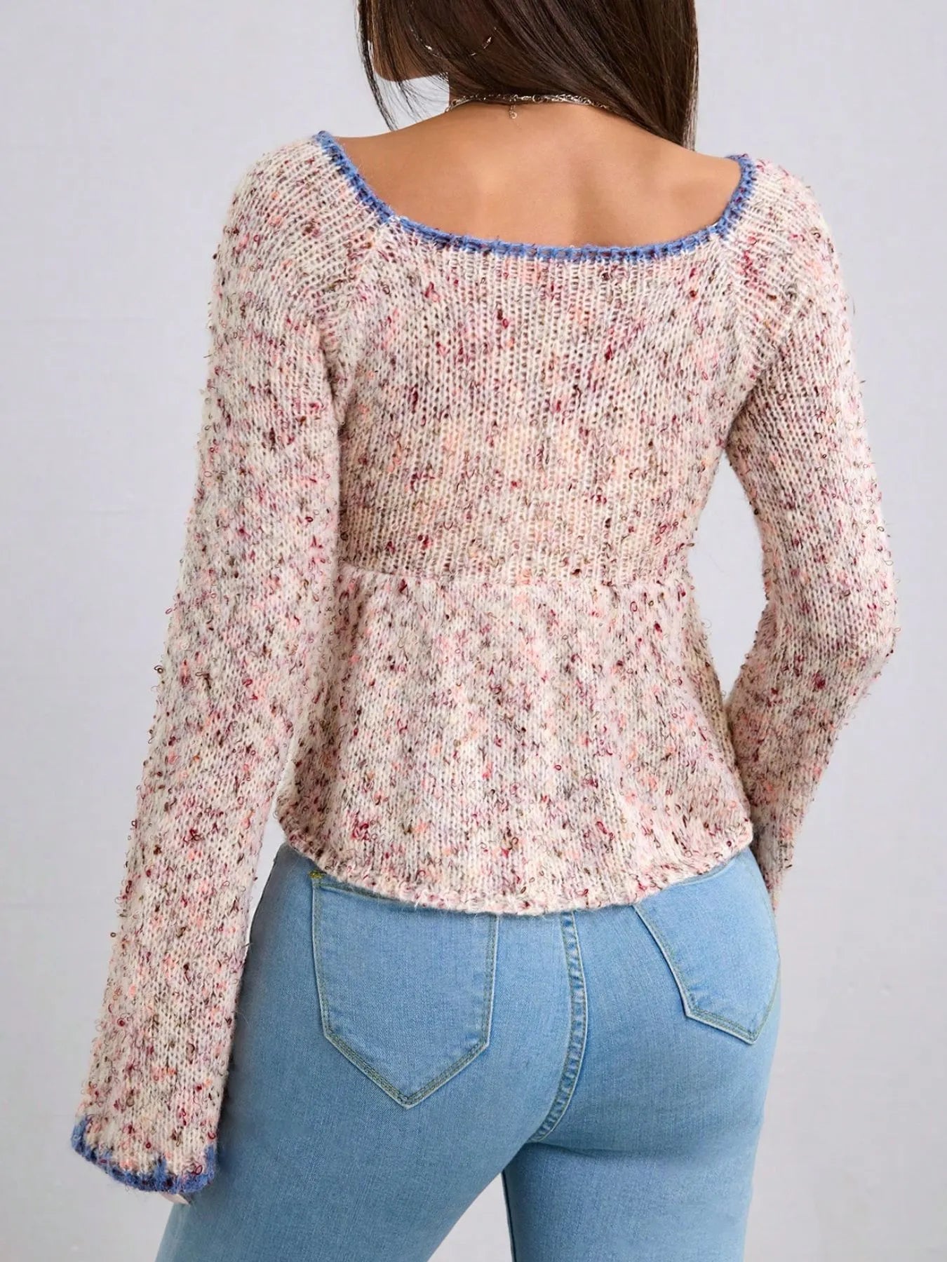 Tie Front Flare Sleeve Sweater | Sweaters Daverri Fashions