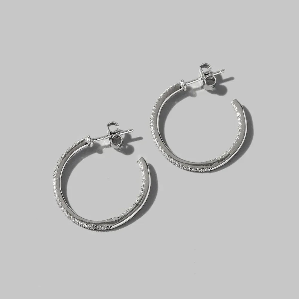Zircon 925 Sterling Silver C-Hoop Earrings - DAVERRI FASHIONS