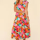 Haptics floral midi dress in vibrant pink, orange, teal hues with pockets