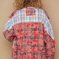 POL Plaid Patchwork Long Sleeve Shirt with Raw Edge Detail Shirts